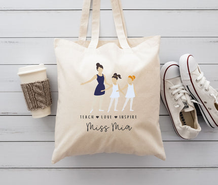 Personalized Dance Teacher Tote Bag, Ballet Instructor Gift