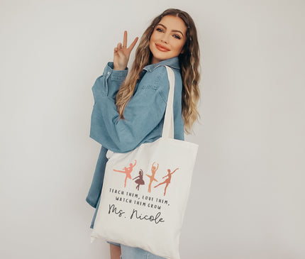 Personalized Dance Teacher Tote Bag, Ballet Instructor Gift