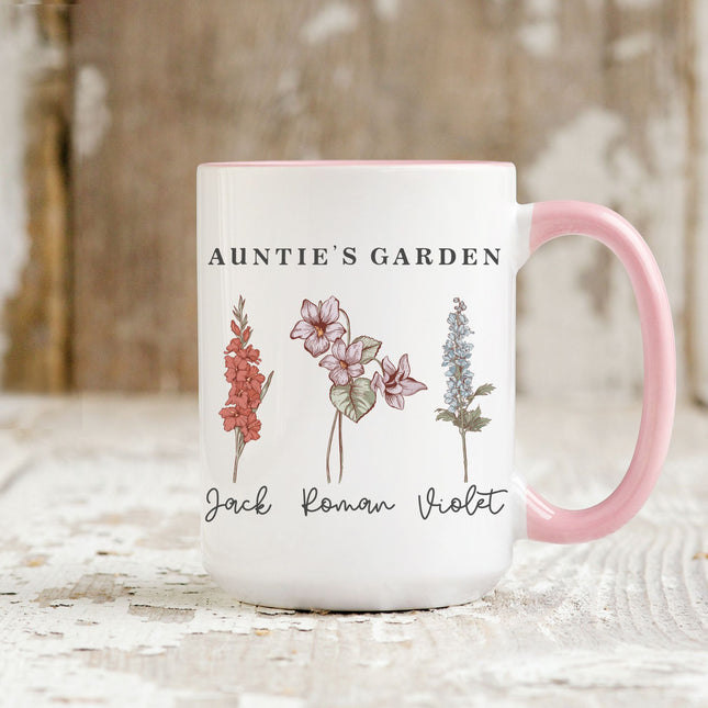 Personalized Birth Month Flower Mug, Grandma's Garden Gift
