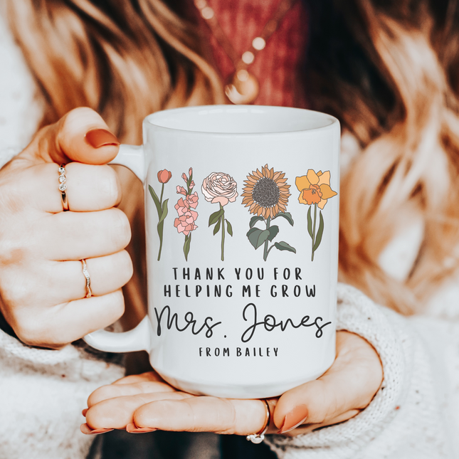 Personalized Teacher Mug: Floral Thank You Gift