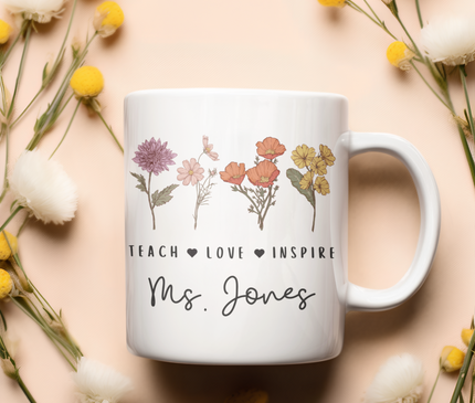 Personalized Teacher Mug: Floral Thank You Gift