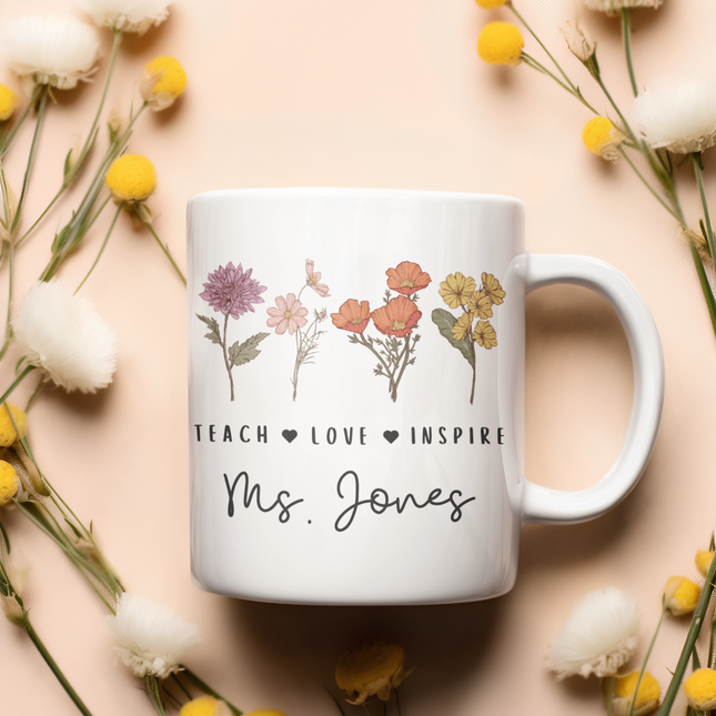 Personalized Teacher Mug: Floral Thank You Gift
