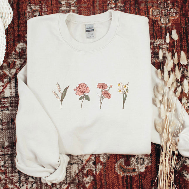 Custom Birth Month Flower Sweatshirt: Cottagecore Plant Mom Gift