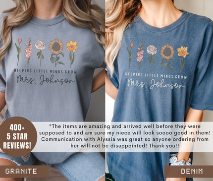 Custom Wildflower Teacher Shirt: Personalized Floral Comfort Colors Tee