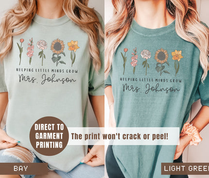 Custom Wildflower Teacher Shirt: Personalized Floral Comfort Colors Tee