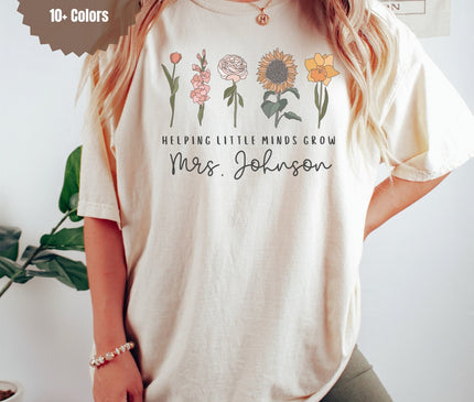 Custom Wildflower Teacher Shirt: Personalized Floral Comfort Colors Tee