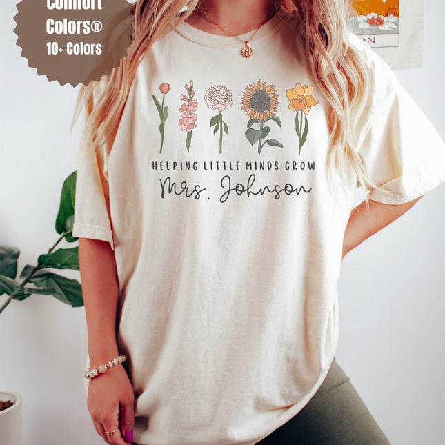 Custom Wildflower Teacher Shirt: Personalized Floral Comfort Colors Tee