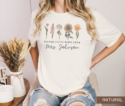 Custom Wildflower Teacher T-Shirt: Personalized Floral Team Shirt