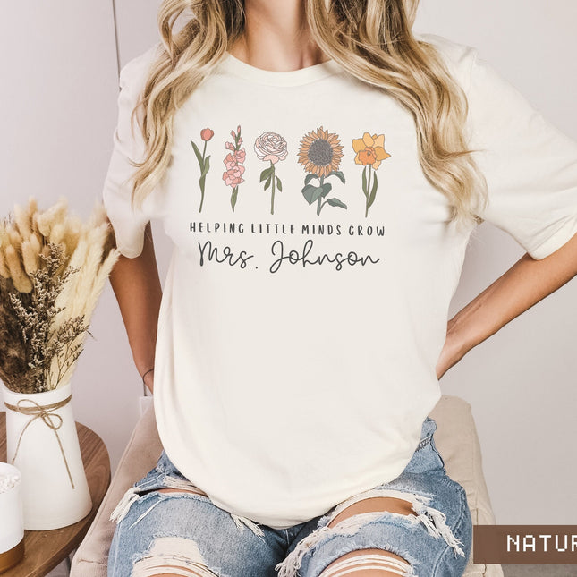 Custom Wildflower Teacher T-Shirt: Personalized Floral Team Shirt
