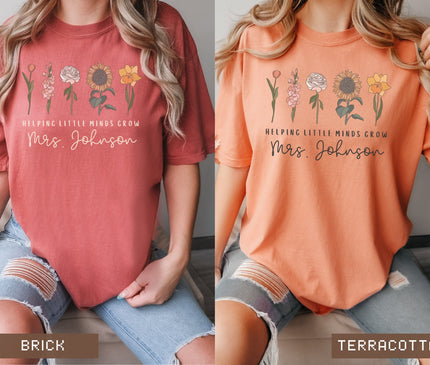 Custom Wildflower Teacher Shirt: Personalized Floral Comfort Colors Tee