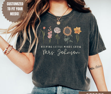 Custom Wildflower Teacher Shirt: Personalized Floral Comfort Colors Tee