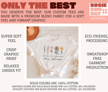 Custom Wildflower Teacher T-Shirt: Personalized Floral Team Shirt