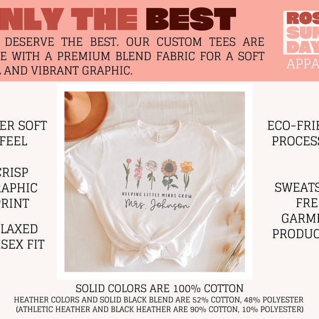 Custom Wildflower Teacher T-Shirt: Personalized Floral Team Shirt