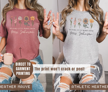 Custom Wildflower Teacher T-Shirt: Personalized Floral Team Shirt