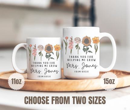 Personalized Teacher Mug: Floral Thank You Gift