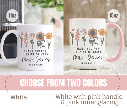Personalized Teacher Mug: Floral Thank You Gift