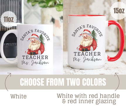Personalized Teacher Christmas Mug, Santa's Favorite Teacher Gift