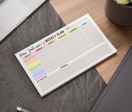 Custom Teacher Lesson Plan Notepad: Personalized Weekly Planner