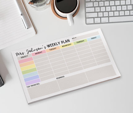 Custom Teacher Lesson Plan Notepad: Personalized Weekly Planner