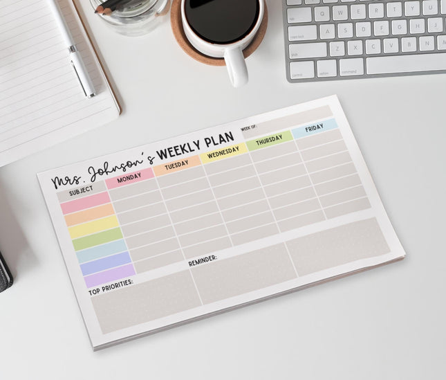 Custom Teacher Lesson Plan Notepad: Personalized Weekly Planner
