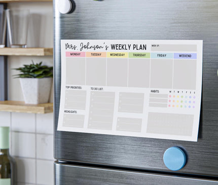 Custom Teacher Notepad: Personalized Weekly Planner, 50-Sheet Post-It Pad