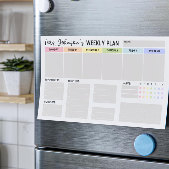 Custom Teacher Notepad: Personalized Weekly Planner, 50-Sheet Post-It Pad