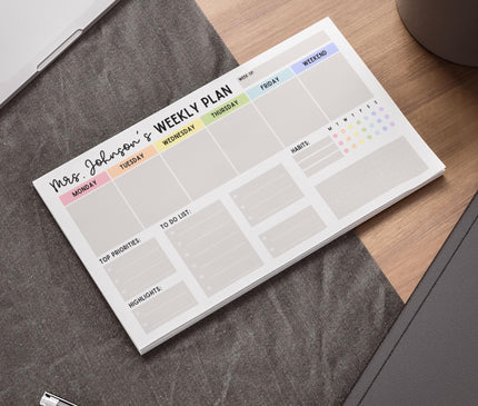 Custom Teacher Notepad: Personalized Weekly Planner, 50-Sheet Post-It Pad