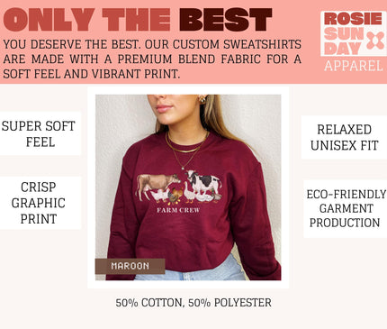 Personalized Farm Crew Sweatshirt: Custom Animal Homesteader Gift