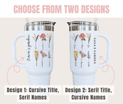 Custom Birth Month Flower 40oz Tumbler: Personalized Mom Gift