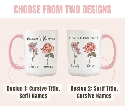 Personalized Birth Month Flower Mug, Grandma's Garden Gift