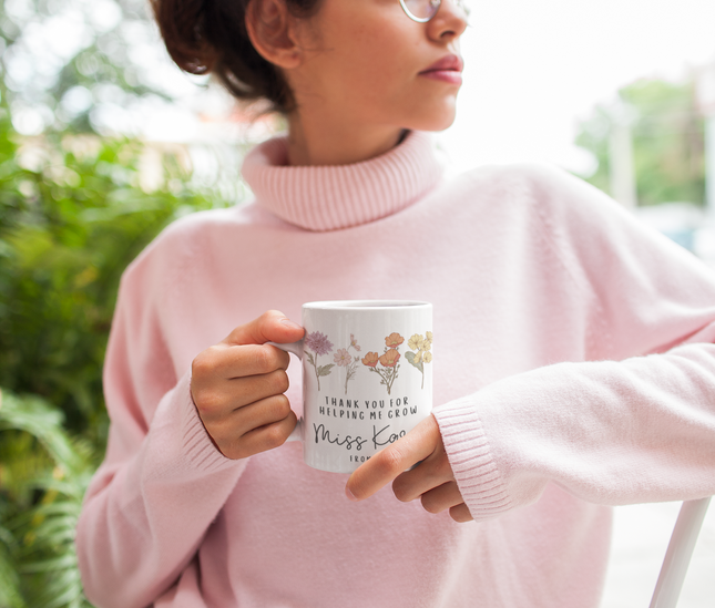 Personalized Teacher Mug: Floral Thank You Gift