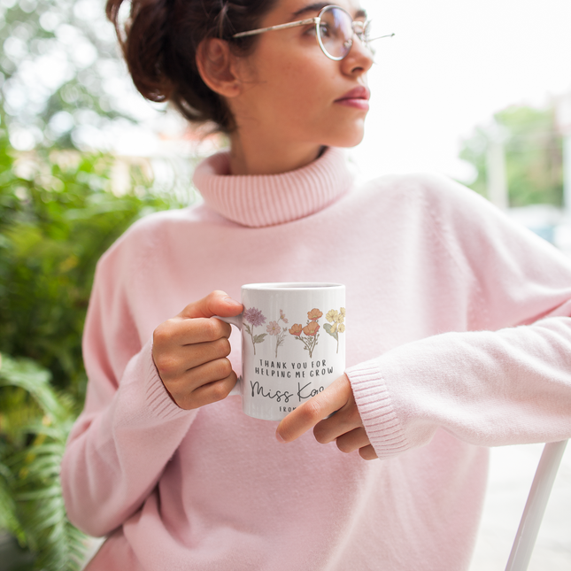 Personalized Teacher Mug: Floral Thank You Gift